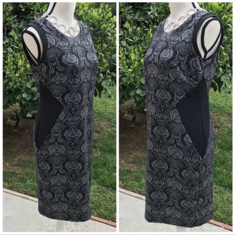 GRACE ELEMENTS BLACK BAROQUE SHEATH DRESS SIZE 8 NWT - Picture 4 of 8